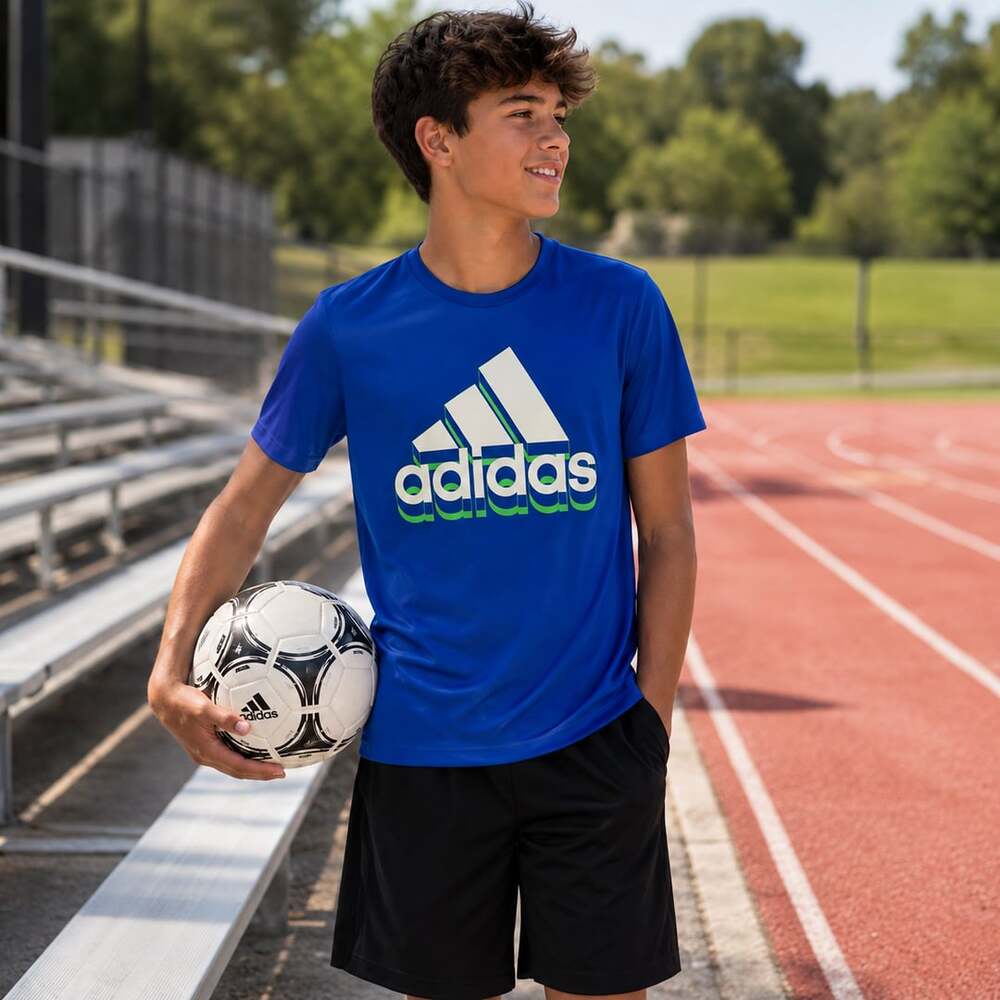 Adidas Boys AEROREADY Performance Logo T-Shirt Royal Blue Size L 14/16